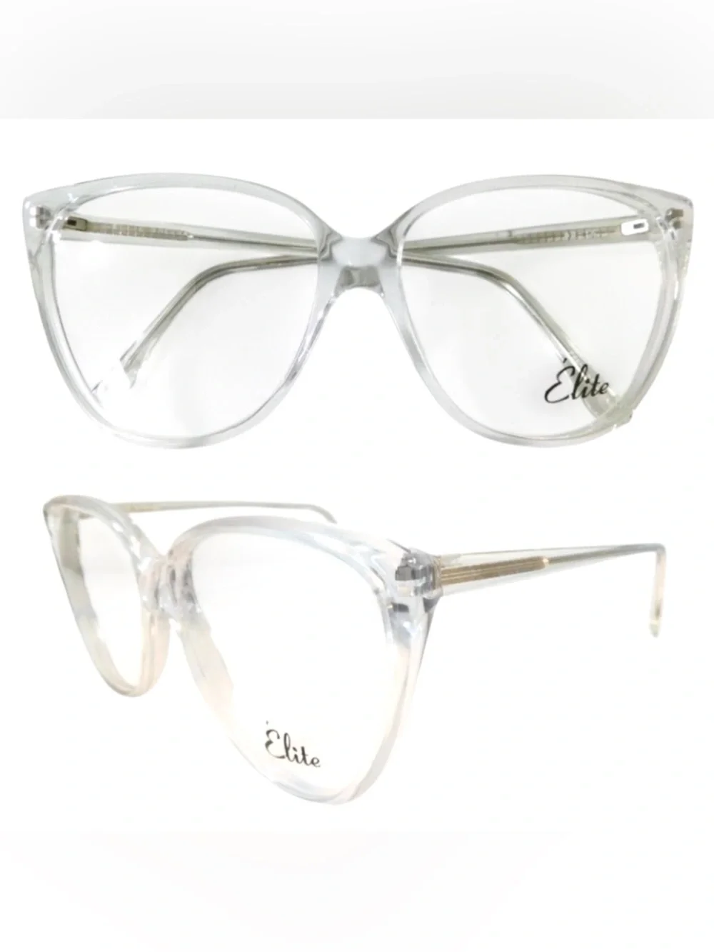 1980’s Vintage‎ Cateye Eyeglasses in a Clear, Oversized, Deadstock/Unworn